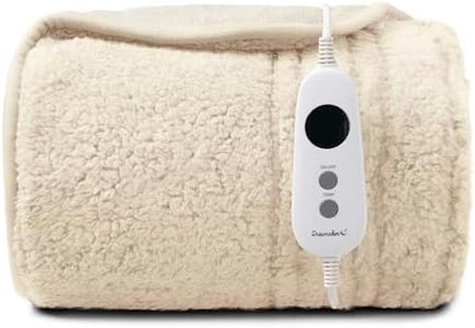 Dreamaker Reversible Sherpa & Coral Fleece Electric Heated Throw Blanket 160x130cm Energy Efficient Heating Rug Snuggle Overheat Protection 9 Heat Settings Detachable Controller - Cream Beige