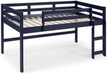 Acme Lara Twin Wooden Loft Bed with Guard Rail and Ladder in Navy Blue