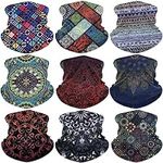 9PCS Mens Headband Outdoor Bandana Face Scarf Mask Neck Warmer Balaclava Headwear Head Wrap for Sports, 9pcs-boho-3, Medium