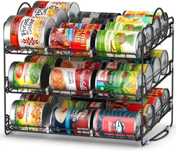 KICHLY 3-Tier Stackable Can Storage Rack Organizer, Stainless Steel Multifunctional Can Organizer for Kitchen Cabinets and Pantry organizer, Holds Up to 36 Cans (Black)