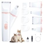 KIKETECH Dog Clippers Grooming Professional - Cordless Dog Paw Trimmer, Low Noise Dog Clippers, 4-in-1 Home Pet Grooming Kit for Dog, Cats, Rabbits and Other Pets, Pink