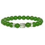 EDMIRIA Natural Semi Precious Stone Yoga & Meditation Buddha Charm Reiki Healing Stretchable Bracelet for Men and Women (Green Jade)