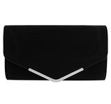 Clutch Purse Evening Bag for Women Prom Handbag With Detachable Chain for Wedding and Party (Black)