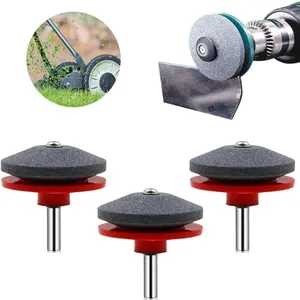 Lawnmower Blade Sharpener, 2025 New Mower Blade Sharpener, Quality Double Layer Corundum Lawn Mower Blade Sharpener, Lawnmower Dull Blade Sharpener for Any Power Hand Drill (3Pcs-Red)