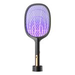 Electric Fly Swatter, 2 in 1 Electric Bug Zapper USB Rechargeable Portable Fly Killer Lamp for Indoor Home Office Backyard Patio Camping (Black)