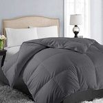 King Soft Quilted Down Alternative Comforter All Season Hotel Collection Reversible Duvet Insert with Corner Ties, Warm Fluffy (Dark Grey 90 by 102 Inches)