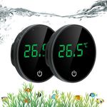 Cuteefun Aquarium Thermometer, 2Pack Rechargeable Fish Tank Thermometer, ℉/℃ Switchable, LED Touch Display, Accurate Stick-on Tank Temperature Sensor for Aquariums, Glass Containers