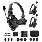 Hollyland Solidcom C1 Full-Duplex Wireless Headset Intercom System for 1100ft Communication Group Talk, Single-Ear Headset with 1 Master & 2 Remote Headphone（3 Users）