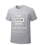 Cowear Custom T Shirts for Women Men Personalized T Shirt Design Your Own Shirt Customized Tee Front Back 2 Sides Cotton Gray M