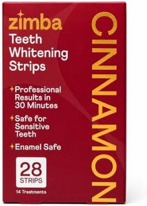 Zimba Cinnamon Flavored Teeth Whitening Strips | Vegan, Enamel Safe Hydrogen Peroxide Teeth Whitener for Coffee, Wine, Tobacco, and Other Stains | 14 Day Treatment | Cinnamon
