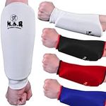 MAR | White Elasticated Forearm Support Brace Slip-On Design, Padded Forearm Guard for Combat Training, Karate, MMA Training, Muay Thai, Boxing, Kickboxing, Martial Arts Training, Combat Sports (L/XL)