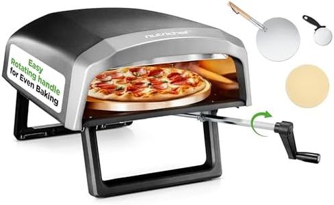 Nutrichef Outdoor Pizza Oven - Manual 360° Rotating Pizza Stone - Adjustable Heat - Includes Pizza Peel, Pizza Cutter, Stone, Cover, & Hose - Cook 12" Pizza in 60 Seconds - Long Handle