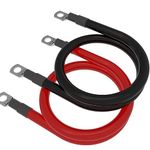 6AWG Gauge 3FT Battery Wire Power Inverter Cable Red + Black Pure Copper Wire Positive & Negative 3/8" in Lugs Terminal for Automotive, Car, Truck, Motorcycle, Boat, RV, Solar (6AWG, 40''/100cm)