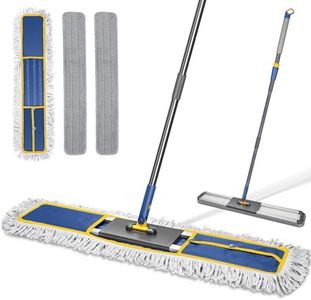 Almcmy Commercial Dust Mop, 36" Microfiber Floor Mop with 60" Telescopic Handle, Total 3 Washable Mop Pads, Wet & Dry Mops for Hardwood Tile Marble Laminate Floor Cleaning-Blue