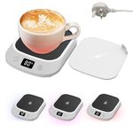 Eleechen Coffee Mug Warmer, Smart Cup Warmer for Desk with 8H Auto On/Off, 4 Temperature Settings (40℃/55℃/65℃/80℃), Self Heating Coaster for Coffee Mug, Milk-Cup Warmer(Cup Not Included, White)