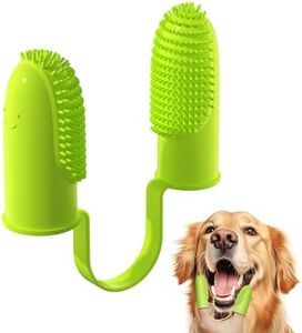 LOOBANI Dog Finger Toothbrush for Teeth, Pet Tooth Cleaner (Green)