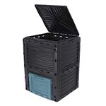 Garden Haven 300Litre/80Gal Garden Compost Bin Large Composter ECO Recycling Storage BPA-Free Black Organic Waste Weatherproof, Easy to Assemble no Tools required Black/Green Anti Oxidation Material