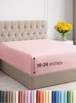 Extra Deep Twin Fitted Sheet - Hotel Luxury Single Fitted Sheet Only - Sheet Easily Fits 18 inch to 24 inch Mattress - Soft, Wrinkle Free, Breathable & Comfy Extra Deep Pockets Baby Pink Fitted Sheet