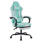 SEGEDOM Gaming Chair, Ergonomic Computer Chair with Footrest and Massage Lumbar Support, Office Video Game Chairs with Adjustable Height and Backrest, Green White