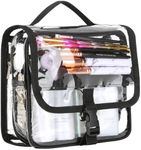 HAOGUAGUA Clear Toiletry Bag with TSA Liquids Travel Bag, Hanging Travel Transparent Makeup Cosmetic Organizer, Waterproof Carry On Airline 3-1-1 Compliant Bag Quart Sized Luggage Pouch, Black-Clear,