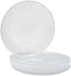 Vikko Salad Plate, Set of 6 Glass Plates, 8.5 Inch Dessert, Salad, Appetizer Plate, Elegant Textured Glass Design, Plates Set For Special Occasion, Dishwasher Safe