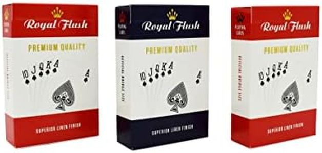 Royal Flush Playing Cards UK - 3 x Deck of Cards, Superior Cartamundi Linen Finish, Easy To Shuffle & Durable, Multipack Red & Blue, Great Gift For Games Night