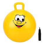 U&C Planet Bouncy Space Hopper 18 Inch Retro Exercise Ball Jumping Ball for Kids Indoor and Outdoor Garden Game Hop Ball Toy for Children Boys Girls Smile Face Yellow