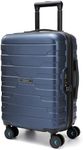 BAGSMART Carry On Luggage 22x14x9 Airline Approved with TSA Lock,20 Inch Lightweight Luggage with Spinner Wheels,100% PC Hard Shell Carry On Suitcases for Men Women,Dark Blue