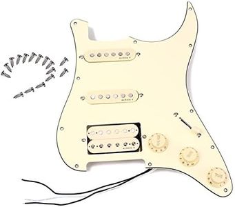 LAMSAM Prewired Electric Guitar Pick Guard Loaded SSH Pickups,3-ply Pickguard with Single Coil Pick-up Humbucker PU,Scratchplate with Alnico v Pups 5-way Switch & Control Knobs for Fender Strat