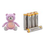 Chicco First Dreams Baby Bear Pink Musical Night Light Plush Teddy Toy & Amazon Basics AAA Performance Alkaline Batteries [Pack of 8] - Packaging May Vary