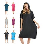 CAREWORX Surf Beach Poncho Wetsuit Changing Towel Bath Robe with Hood for Surfing Swimming Bathing Adults Men Women -Not Terry Cloth(Black)