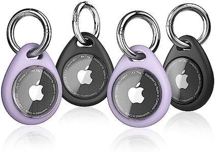 Biuupa 4 Pack Llavero para Apple AirTag 2021, TPU Funda y Antipérdida/Antigo/Antirrayos con Tapa Frontal 360°, para GPS, Mochilas y Mascotas