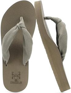 KuaiLu Flip Flops Women Arch Support Yoga Mat Comfortable Summer Beach Walking Thong Cushion Sandals Slip on Outfits Travel Essentials Orthotic Slides Indoor Outdoor Slippers Shoes Camel Taupe Size 6