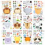 JOYIN 36 PCS 9.8”x6.7" Make-a-face Sticker Sheets Make Your Own Safari Animal Mix and Match Sticker Sheets with Safaris Animals Kids Party Favor Supplies Craft