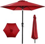 Best Choice Products 10ft Outdoor Steel Polyester Market Patio Umbrella w/Crank, Easy Push Button, Tilt, Table Compatible - Red