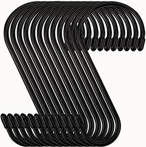 12-Pack 6-Inch Vinyl Coated S Hooks with Rubber Stoppers - Heavy Duty, Non Slip Closet and Hanging Hooks