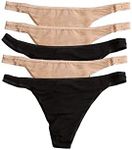 Felina | So Smooth Modal Low Rise Thong | Panties | 5 Pack, Black Fawn, Medium