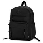 VASCHY School Bag,Lightweight Dual Compartment School Backpack for Teen Boys Girls Water Resistant Unisex 15.6inch Casual Rucksack for Mens/Womens/College/Work/Travel, Black