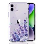 KEXAAR Compatible with iPhone 11 Case with Flowers, for Girls Woman, Shockproof Clear Floral Pattern Purple Lavender Design Cute Slim Anti-Yellowing Hard Back Protective Cover 6.1" (Lavender 11)