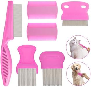 Flea Comb for Cats Dogs, 6 Pack Pet Lice Comb Set Pet Grooming Pets for Small, Medium & Large Pets (Pink)