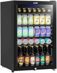 Baridi 115L Under Counter Drinks/Beer & Wine Cooler Fridge with Light, Black - DH223