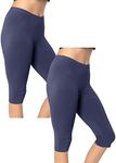 Women's Plus Size Knee Length Leggings DTY 2 Pack Navy Blue 5X