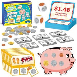 Kasfalci Money Activity Set for Kids for Learning, Pretend Play, Math Manipulatives,Teaching,Counting,Learning & Education Toys for Kindergartner Classroom & Homeschool,Math Games for Toddler, Teacher