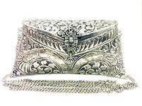 Trend Overseas Indian Vintage Brass silver Purse antique Ethnic clutch Handmade Women metal clutch Bag Party bag