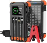 Uukto W39S Solar Jump Starter, 5000A Peak 12V car Battery Jump Starter for Up to 10.0L Gas & 6.0L Diesel Engines, Portable car Jump Starter with Built in Charge Cable and Flashlight, Orange