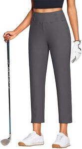 ISEEGZ 27" Capri Pants for Women High Waist Stretch Women's Golf Capris for Summer with Pockets Work Casual Dark Grey