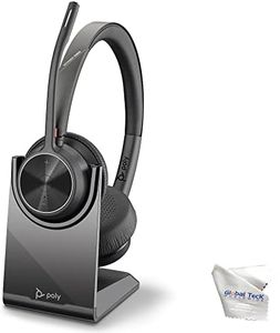 GTW Poly Voyager 4320 UC Wireless Bluetooth Duo Headset (USB-A) with Charge Stand - Deskphone, PC/Mac, Works with Zoom, RingCentral, 8x8, Vonage, Microfiber Included