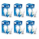 PHILIPS 9W B22 LED White Bulb, Pack of 6