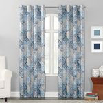 Sun Zero Reardon Distressed Global Tile Print Grommet Curtain Panel, Indigo Blue, 54" x 84"