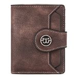 BOSTANTEN Women Leather Wallet RFID Blocking Small Bifold Zipper Pocket Wallet Card Case Purse with ID Window Coffee Brown